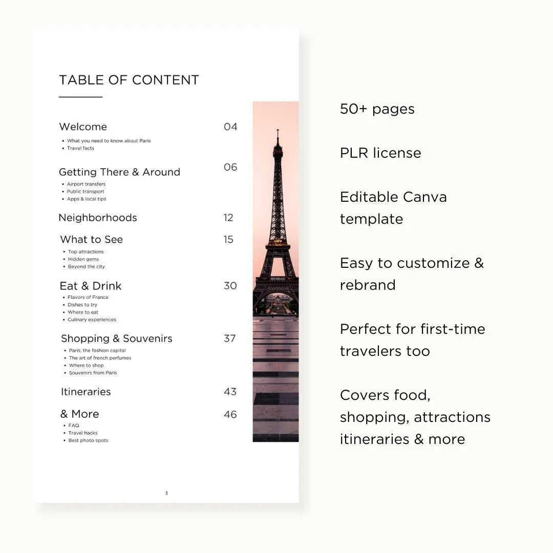 PLR Paris Travel Guide My Store